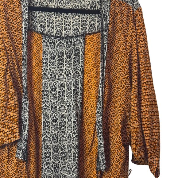 Fab'rik orange long patterned kimono-style open front cardigan size 1 - Picture 4 of 9